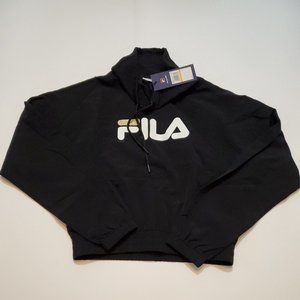 NWT Fila Elsie Funnel Track Top 100% Nylon Black Women's Small New With Tags